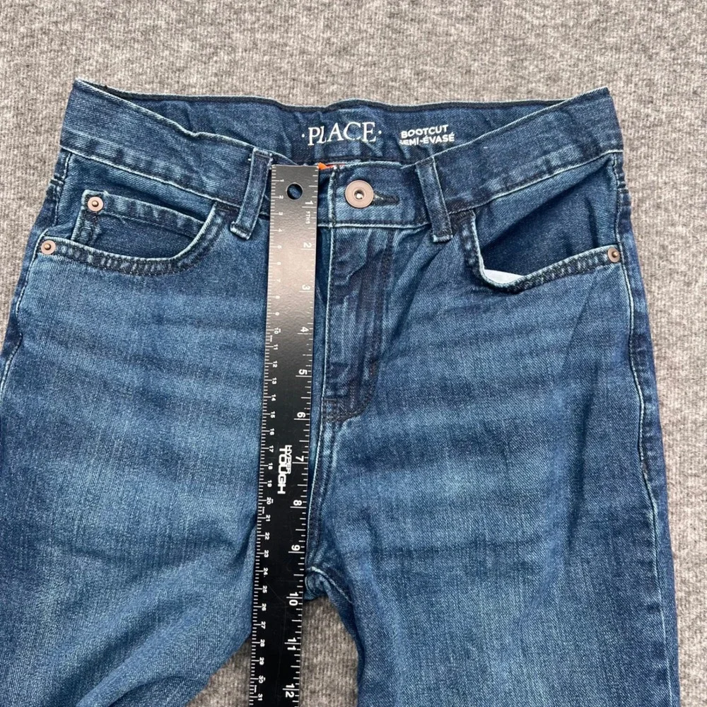 The Childrens Place Boys Blue Bootcut Jeans Medium Wash Size 12 Semi-Evase Denim